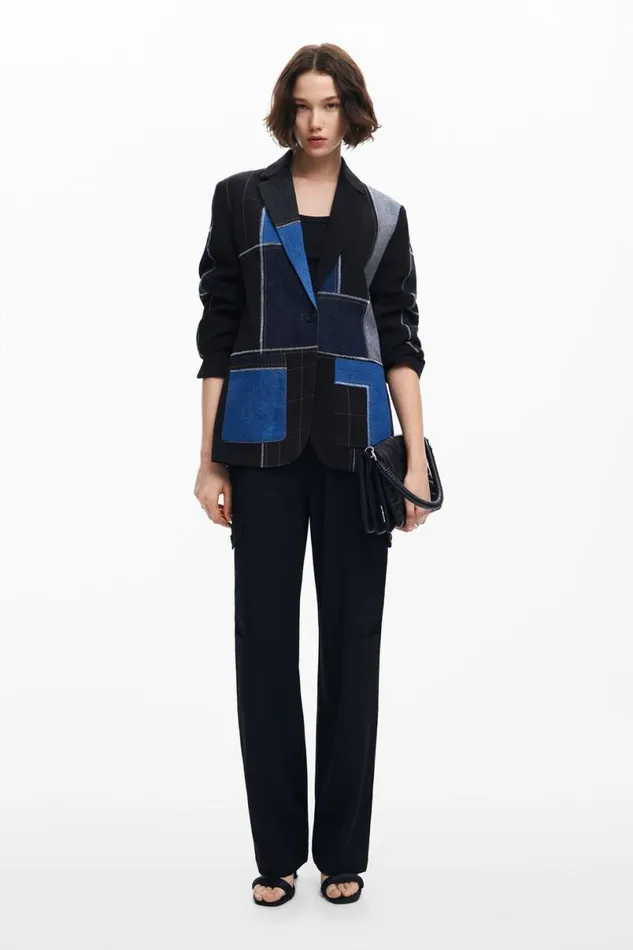 Women Coats And Jackets Desigual Combined Patchwork Blazer