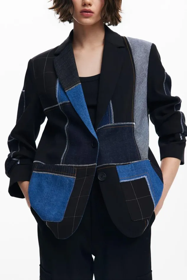 Women Coats And Jackets Desigual Combined Patchwork Blazer