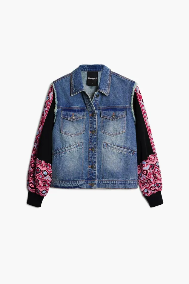 Women Coats And Jackets Desigual Textured Trucker Jacket