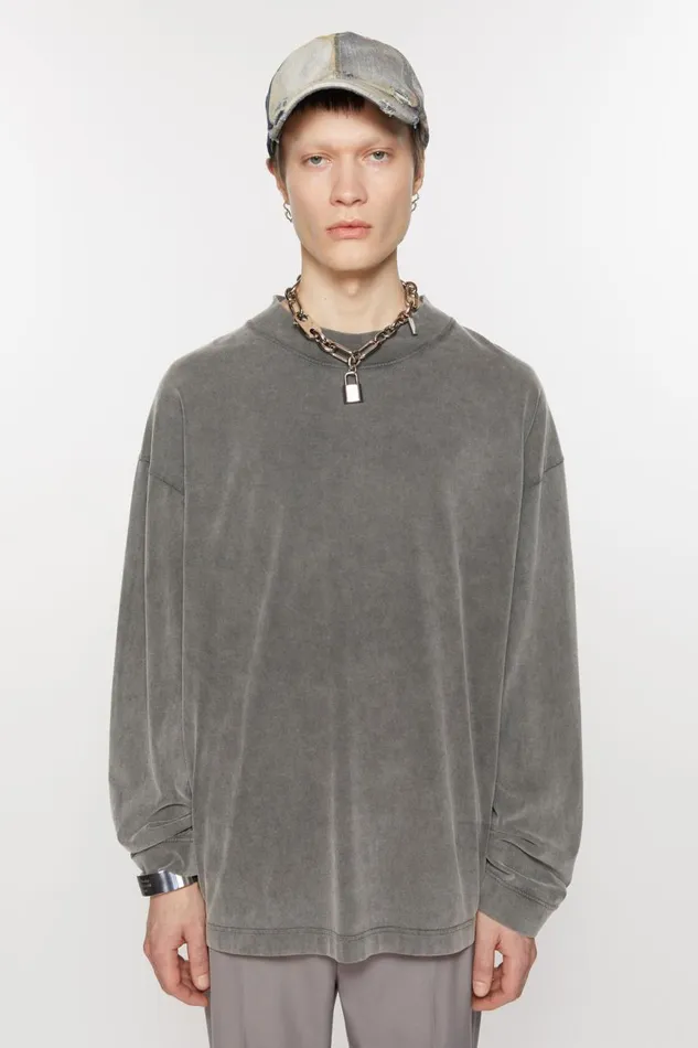 Women Crew Neck Sweater 8211 Relaxed Unisex Fit Faded Black Acne Studios Tshirts