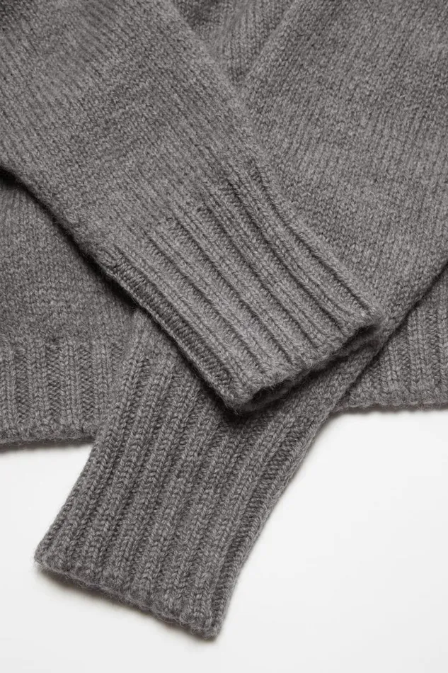 Women Crew Neck Wool Jumper Dark Grey Acne Studios Knitwear