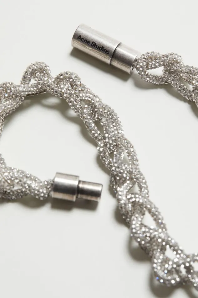 Women Crystal Cord Necklace Antique Silversilver Acne Studios Jewellery
