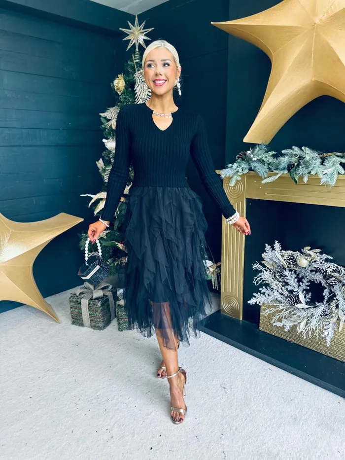 Women Day Dress Canella Lane Flynn Detailed Midi Dress Black