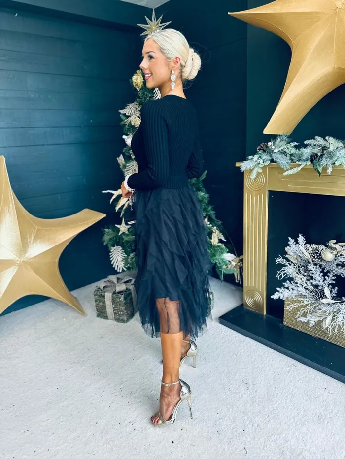Women Day Dress Canella Lane Flynn Detailed Midi Dress Black