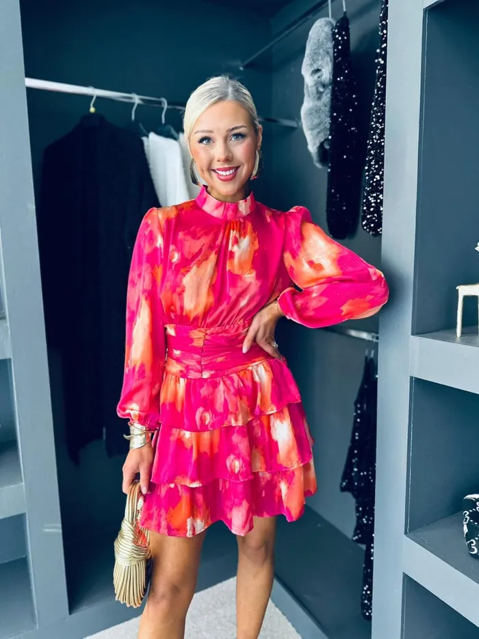 Women Day Dress Canella Lane Melani High Neck Mini Dress Fuschia