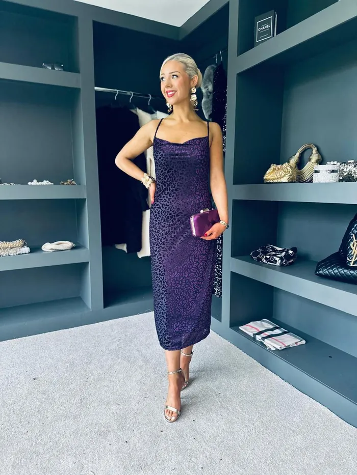 Women Day Dress Canella Lane Naomi Velvet Burnout Slip Dress Purple