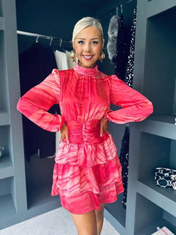 Women Day Dress Canella Lane Yvette High Neck Mini Dress Fuschia