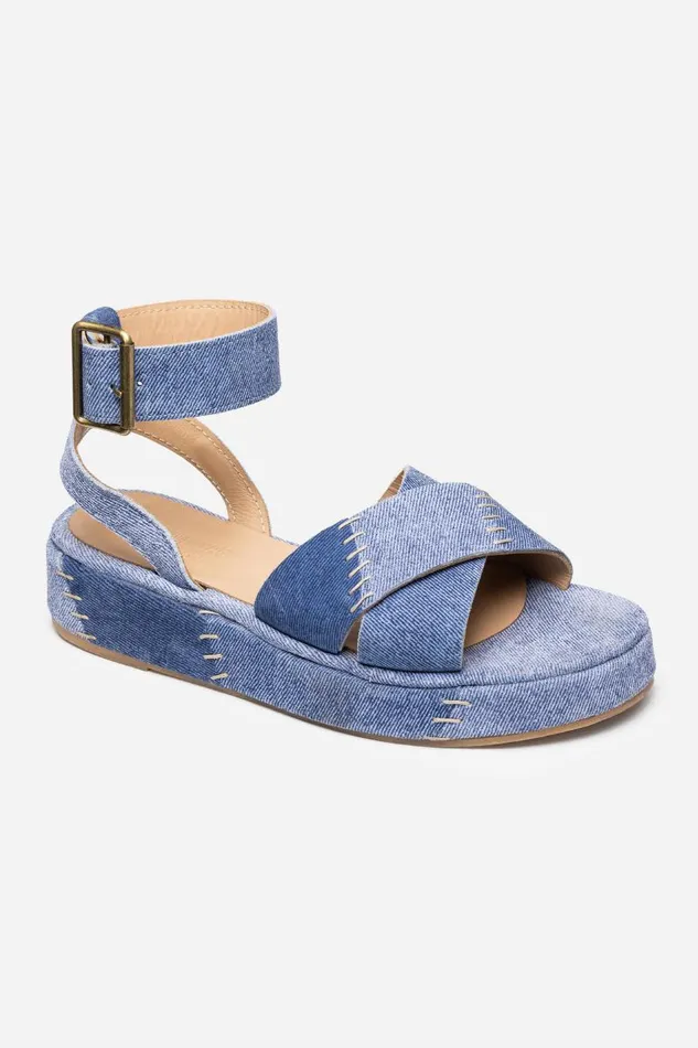 Women Denim Johnny Was PATCHWORK LEATHER JEAN PLATFORM SANDAL Denim Women Denim Johnny Was PATCHWORK LEATHER JEAN PLATFORM SANDAL Denim