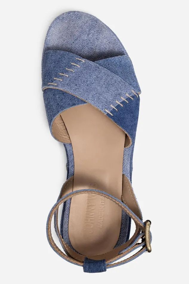 Women Denim Johnny Was PATCHWORK LEATHER JEAN PLATFORM SANDAL Denim Women Denim Johnny Was PATCHWORK LEATHER JEAN PLATFORM SANDAL Denim