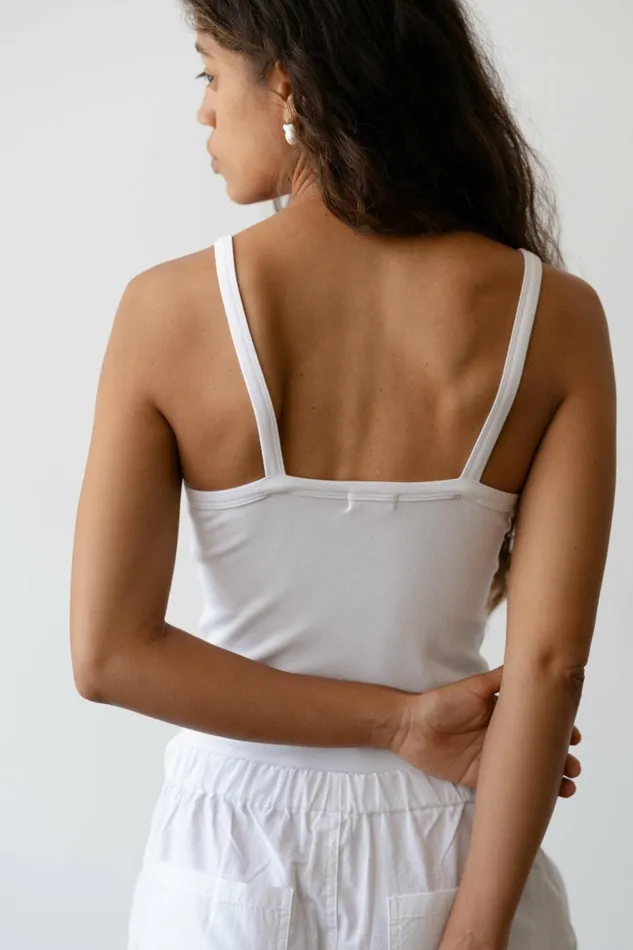 Women DONNI Tops The Baby Rib Square Neck Tank