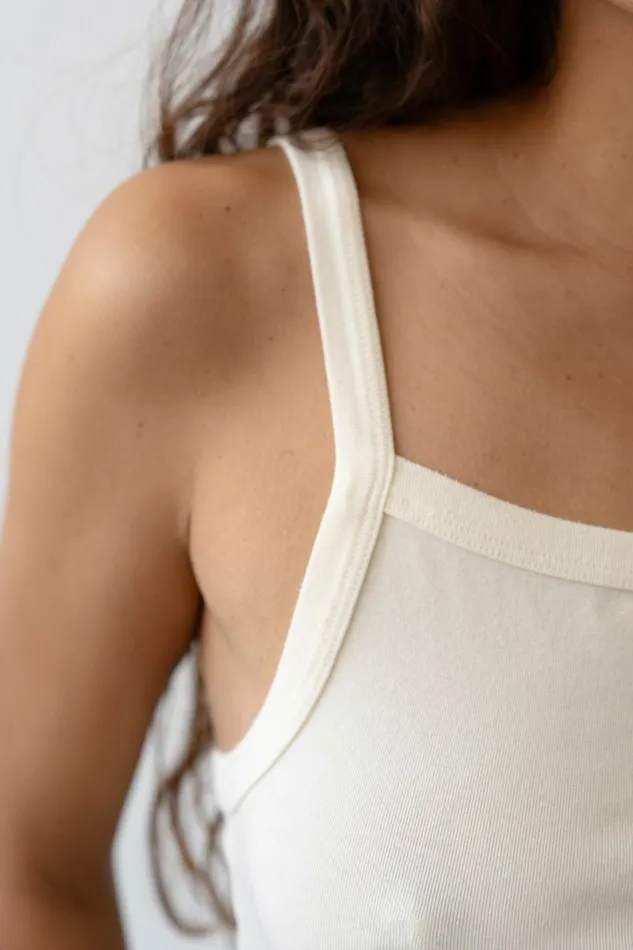 Women DONNI Tops The Baby Rib Square Neck Tank