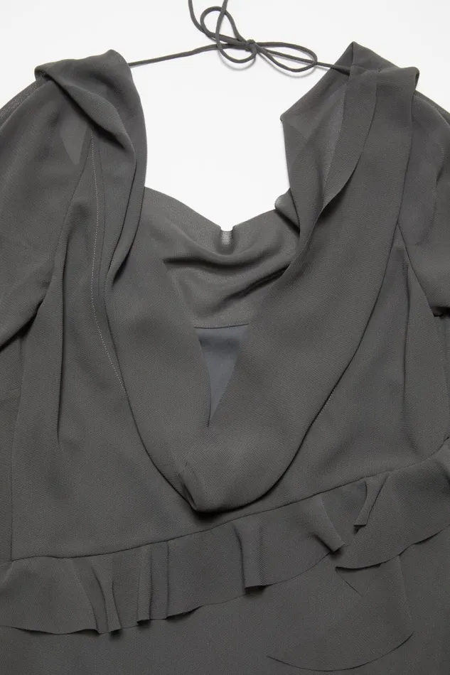 Women Drape Ruffle Dress Anthracite Grey Acne Studios Dresses