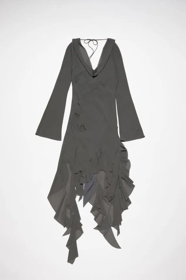 Women Drape Ruffle Dress Anthracite Grey Acne Studios Dresses