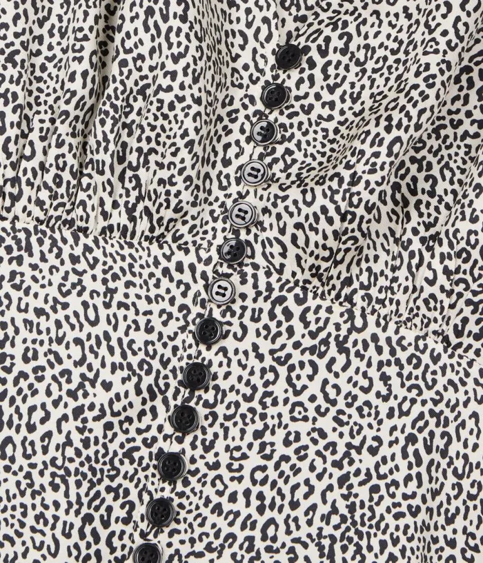 Women Dresses and Jumpsuits THE KOOPLES Ivory And Black Leopard Print Short Dress With Buttons Women Dresses and Jumpsuits THE KOOPLES Ivory And Black Leopard Print Short Dress With Buttons