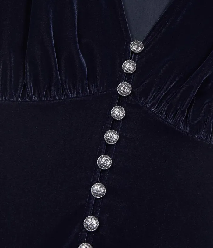 Women Dresses and Jumpsuits THE KOOPLES Long Navy Blue Velvet Dress Women Dresses and Jumpsuits THE KOOPLES Long Navy Blue Velvet Dress