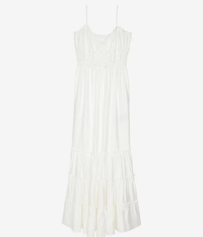 Women Dresses and Jumpsuits THE KOOPLES Long White Dress With Bows Women Dresses and Jumpsuits THE KOOPLES Long White Dress With Bows
