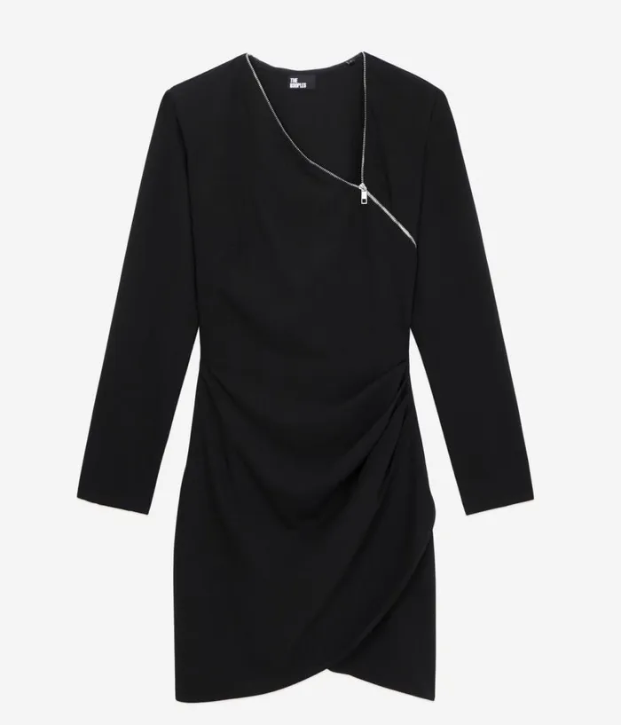 Women Dresses and Jumpsuits THE KOOPLES Short Black Crepe Dress With Zipper