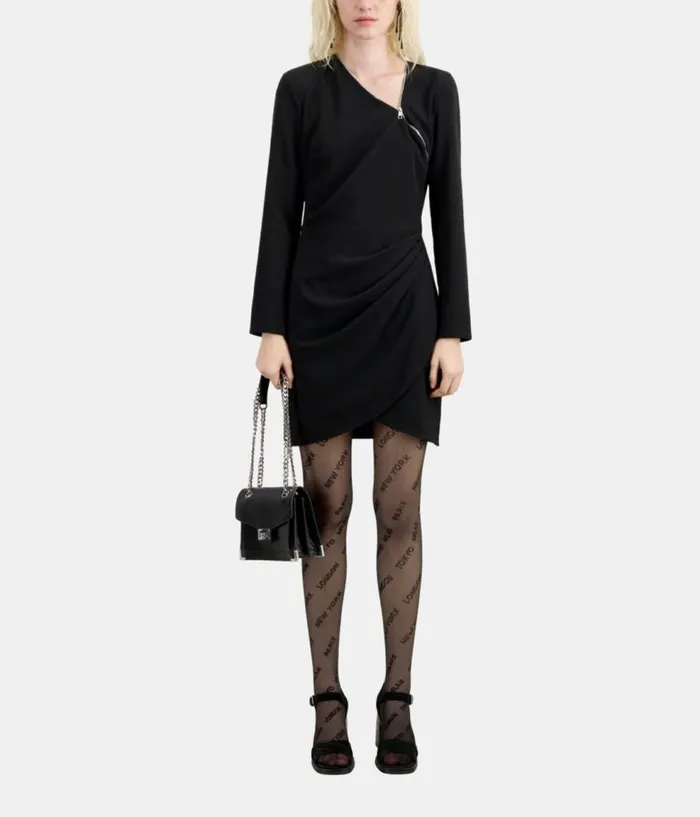 Women Dresses and Jumpsuits THE KOOPLES Short Black Crepe Dress With Zipper Women Dresses and Jumpsuits THE KOOPLES Short Black Crepe Dress With Zipper