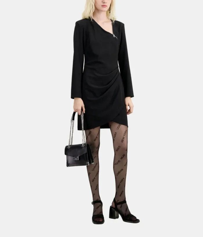 Women Dresses and Jumpsuits THE KOOPLES Short Black Crepe Dress With Zipper Women Dresses and Jumpsuits THE KOOPLES Short Black Crepe Dress With Zipper