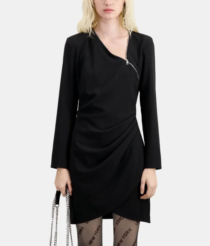 Women Dresses and Jumpsuits THE KOOPLES Short Black Crepe Dress With Zipper Women Dresses and Jumpsuits THE KOOPLES Short Black Crepe Dress With Zipper