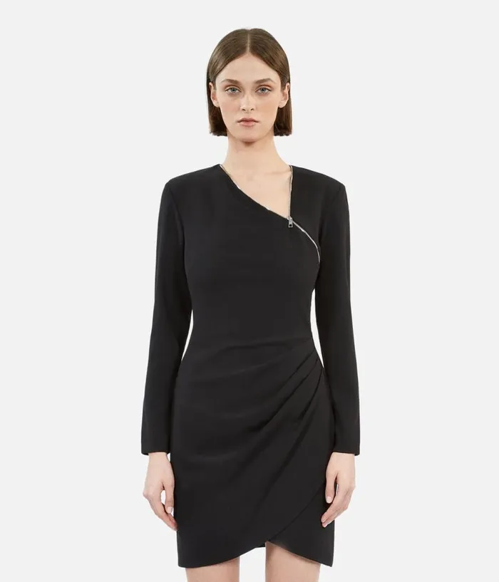 Women Dresses and Jumpsuits THE KOOPLES Short Black Crepe Dress With Zipper Women Dresses and Jumpsuits THE KOOPLES Short Black Crepe Dress With Zipper