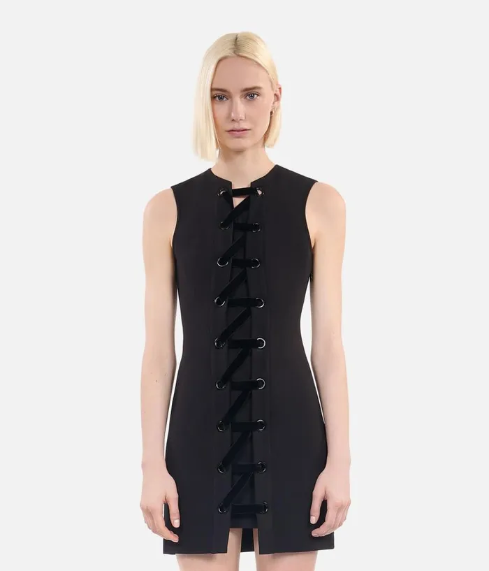 Women Dresses and Jumpsuits THE KOOPLES Short Black Dress With Lacing Women Dresses and Jumpsuits THE KOOPLES Short Black Dress With Lacing
