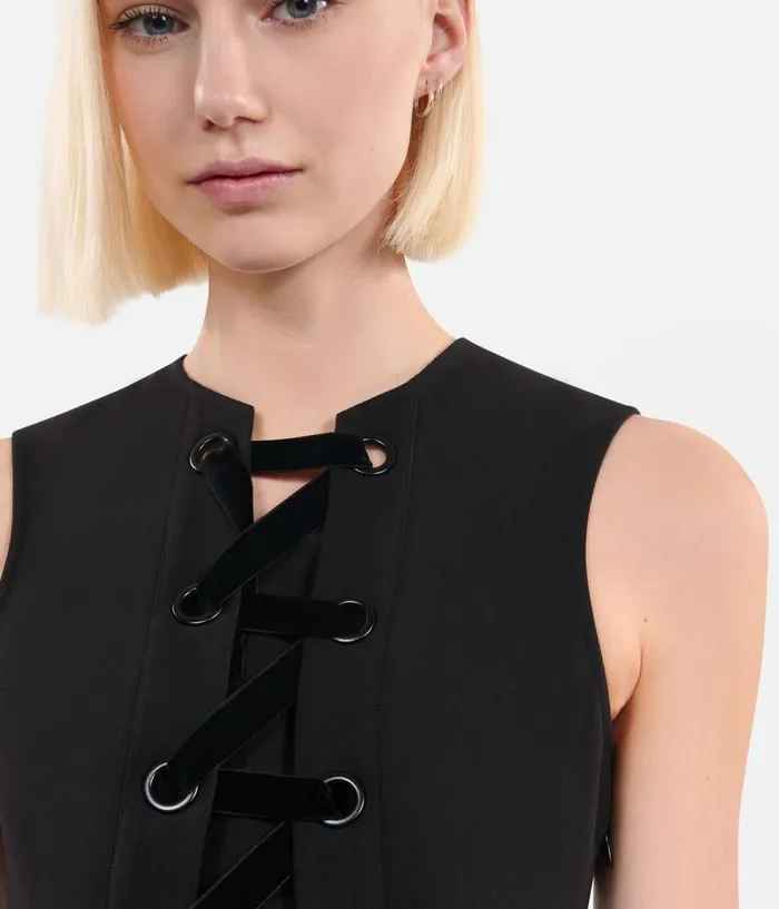 Women Dresses and Jumpsuits THE KOOPLES Short Black Dress With Lacing Women Dresses and Jumpsuits THE KOOPLES Short Black Dress With Lacing