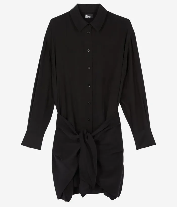 Women Dresses and Jumpsuits THE KOOPLES Short Black Shirt Dress With Bow