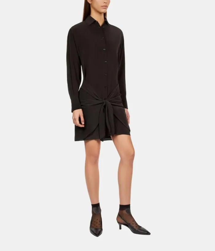 Women Dresses and Jumpsuits THE KOOPLES Short Black Shirt Dress With Bow Women Dresses and Jumpsuits THE KOOPLES Short Black Shirt Dress With Bow