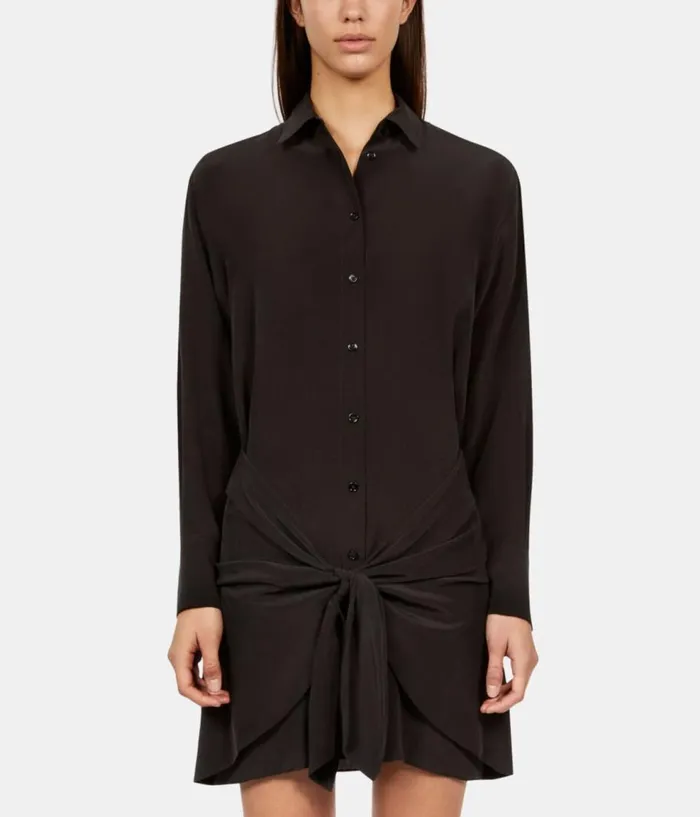 Women Dresses and Jumpsuits THE KOOPLES Short Black Shirt Dress With Bow Women Dresses and Jumpsuits THE KOOPLES Short Black Shirt Dress With Bow