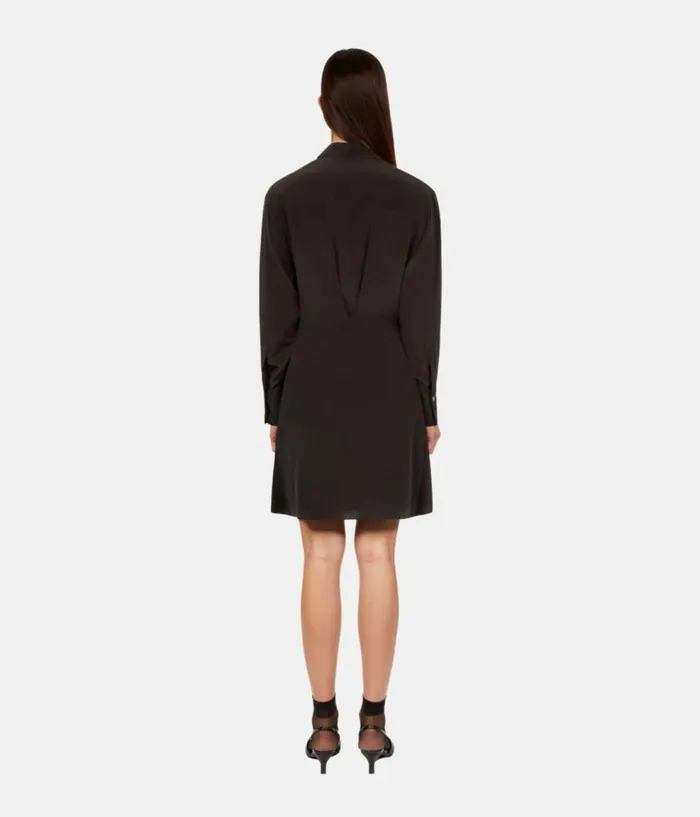 Women Dresses and Jumpsuits THE KOOPLES Short Black Shirt Dress With Bow Women Dresses and Jumpsuits THE KOOPLES Short Black Shirt Dress With Bow