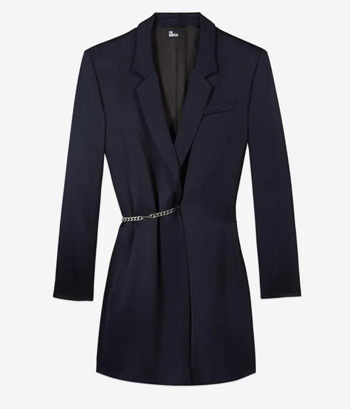 Women Dresses and Jumpsuits THE KOOPLES Short Navy Blue Dress With Chain