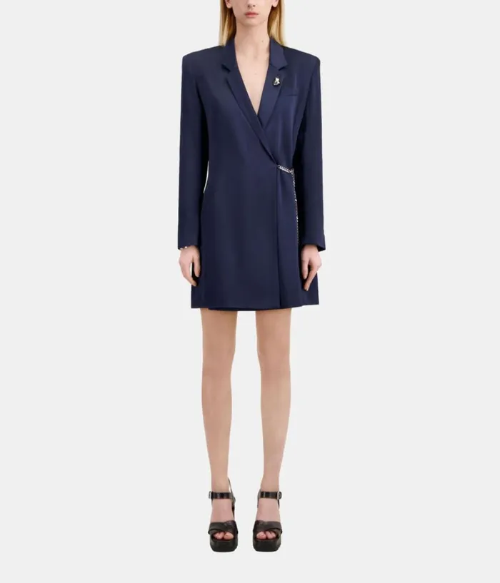 Women Dresses and Jumpsuits THE KOOPLES Short Navy Blue Dress With Chain Women Dresses and Jumpsuits THE KOOPLES Short Navy Blue Dress With Chain