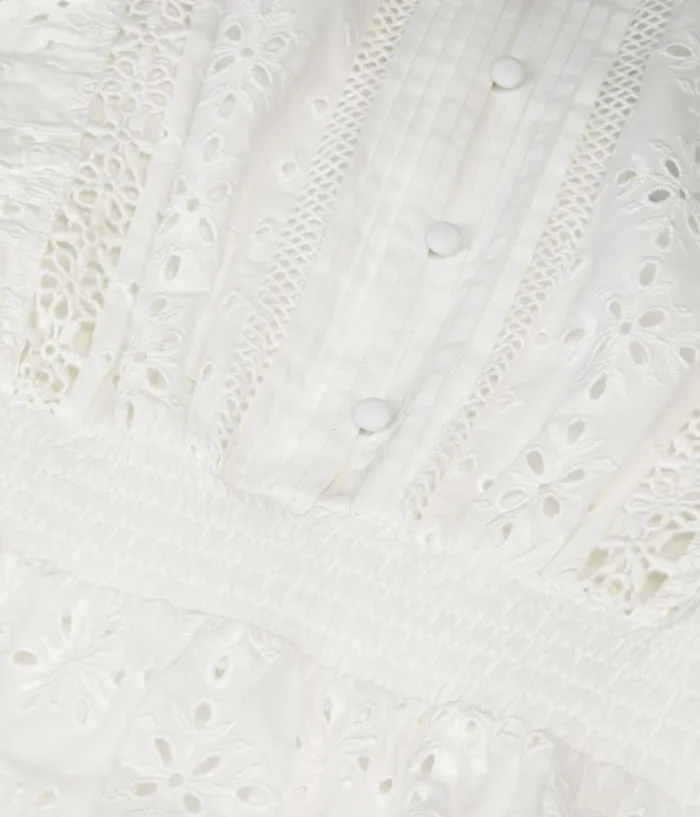 Women Dresses and Jumpsuits THE KOOPLES Short White Dress In English Embroidery Women Dresses and Jumpsuits THE KOOPLES Short White Dress In English Embroidery