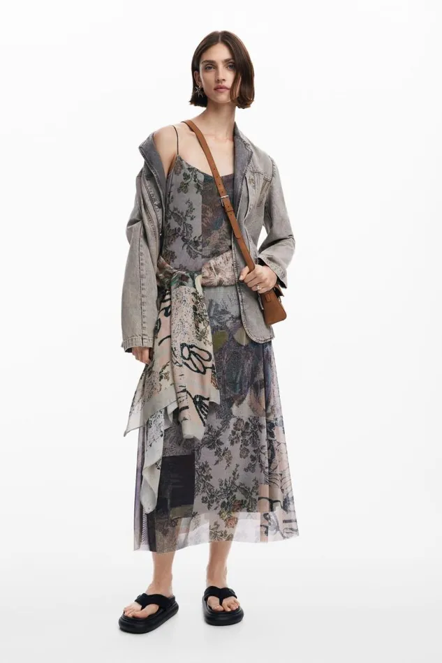 Women Dresses And Jumpsuits Desigual Printed Tulle Dress Women Dresses And Jumpsuits Desigual Printed Tulle Dress