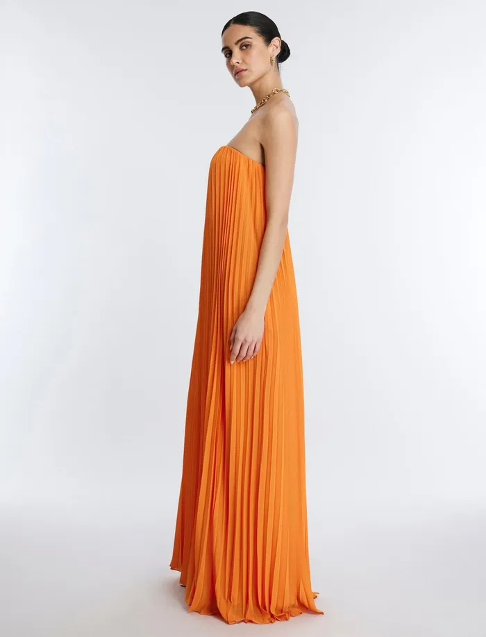 Women Dresses BCBG Cressida Strapless Gown Russet Orange