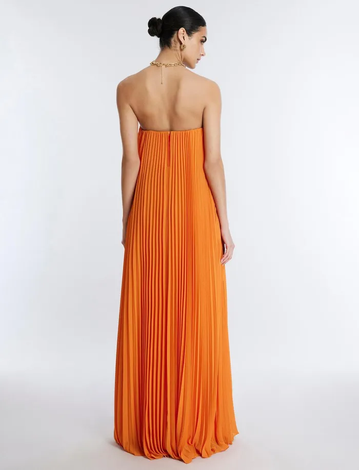 Women Dresses BCBG Cressida Strapless Gown Russet Orange