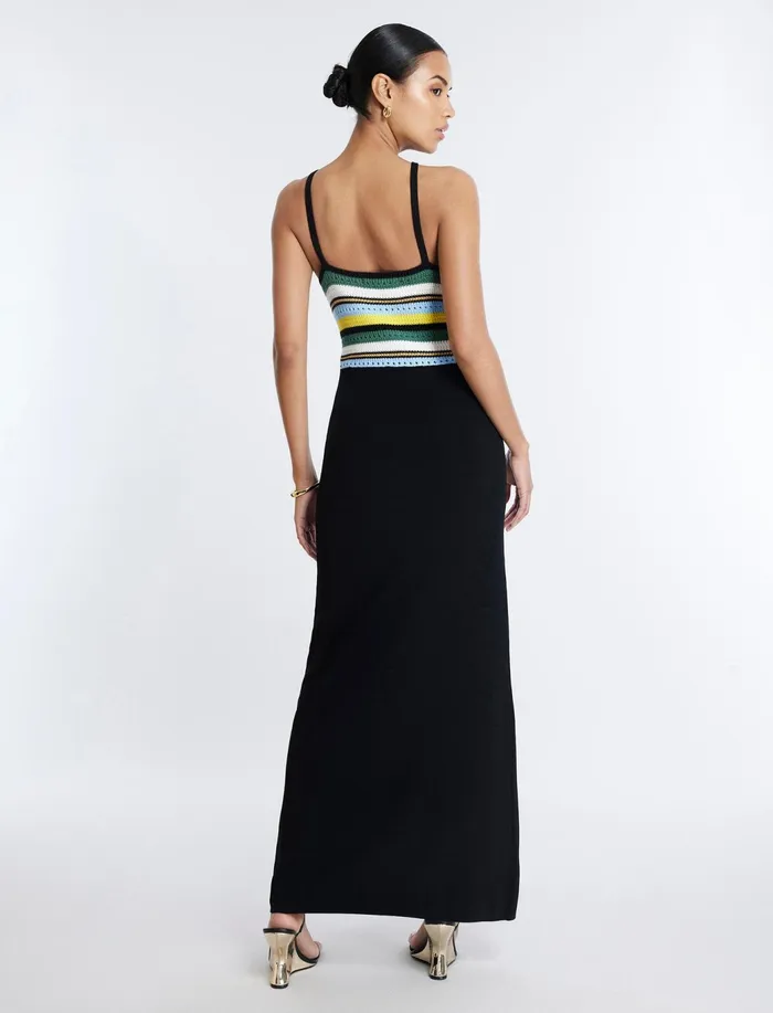 Women Dresses BCBG Fern Knit Dress Black Combo