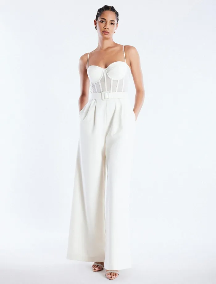 Women Dresses BCBG Roosevelt Bustier Jumpsuit Gardenia