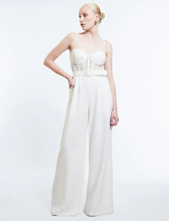 Women Dresses BCBG Roosevelt Bustier Jumpsuit Gardenia