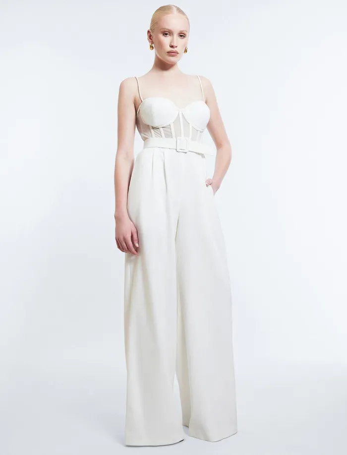 Women Dresses BCBG Roosevelt Bustier Jumpsuit Gardenia