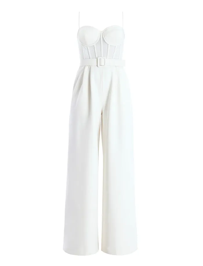 Women Dresses BCBG Roosevelt Bustier Jumpsuit Gardenia