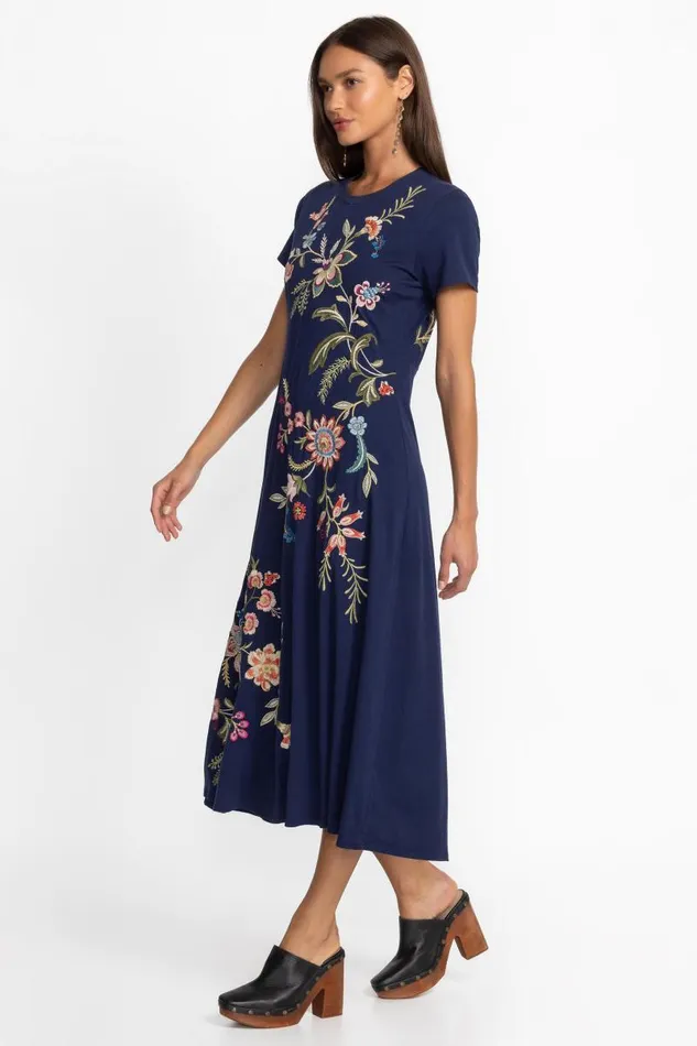 Women Dresses Johnny Was CREW NECK SWING DRESS Blue Night Women Dresses Johnny Was CREW NECK SWING DRESS Blue Night