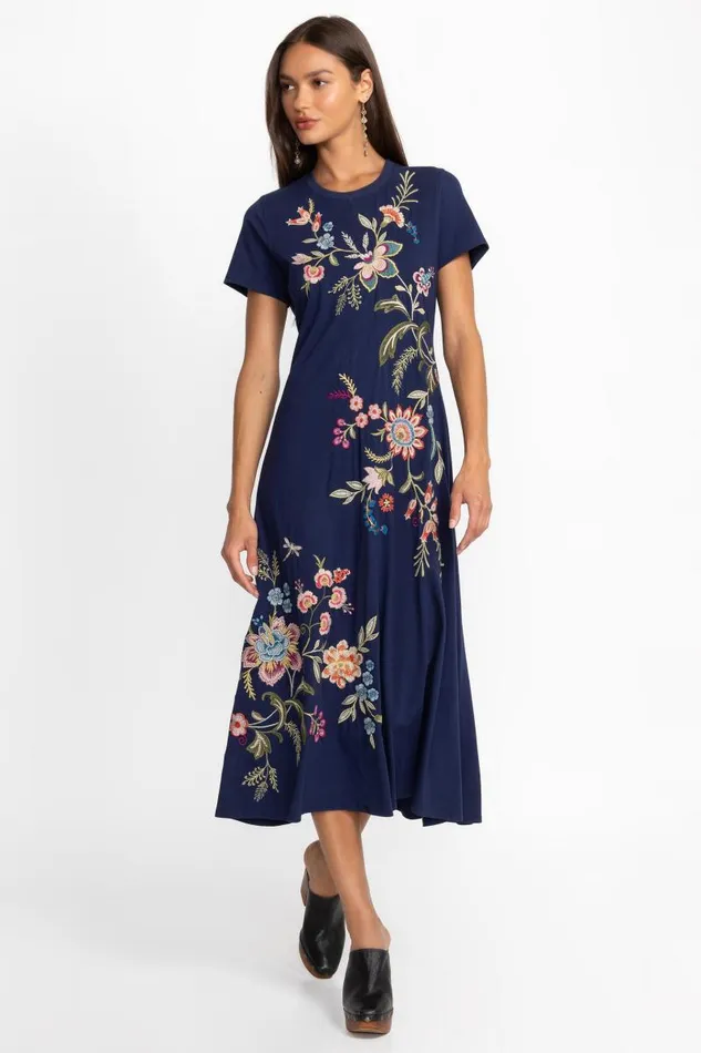 Women Dresses Johnny Was CREW NECK SWING DRESS Blue Night Women Dresses Johnny Was CREW NECK SWING DRESS Blue Night