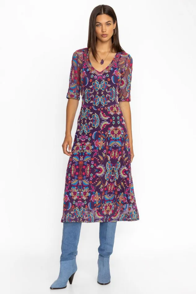 Women Dresses Johnny Was SAYLER MESH MIDI DRESS Ethel