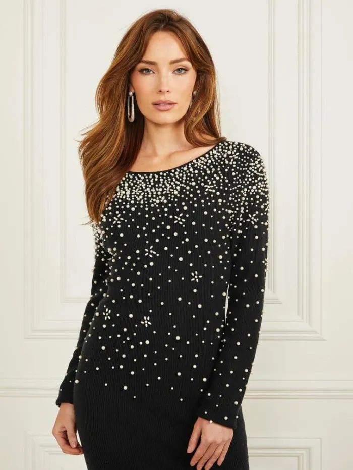 Women Dresses Marciano Kim Pearls Sweater Dress Downey Heather Women Dresses Marciano Kim Pearls Sweater Dress Downey Heather