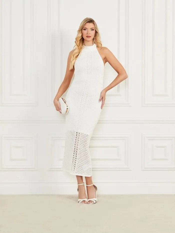 Women Dresses Marciano Meline Halter Sweater Dress Pale Pearl Women Dresses Marciano Meline Halter Sweater Dress Pale Pearl