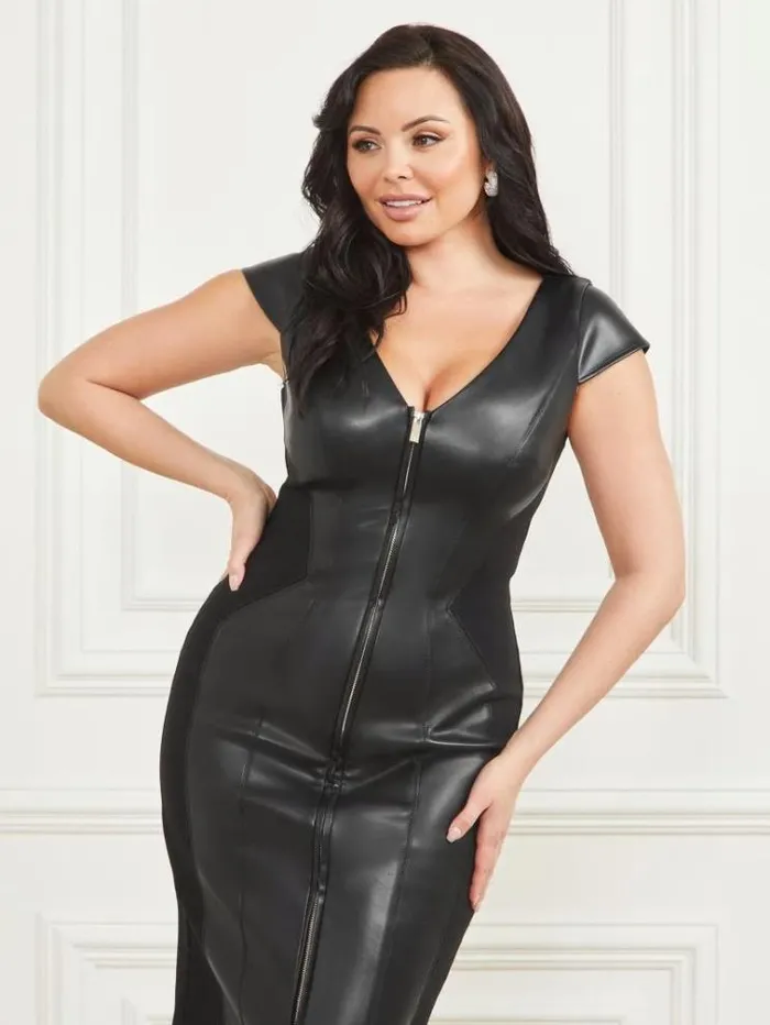 Women Dresses Marciano Rose FauxLeather Dress Black Women Dresses Marciano Rose FauxLeather Dress Black