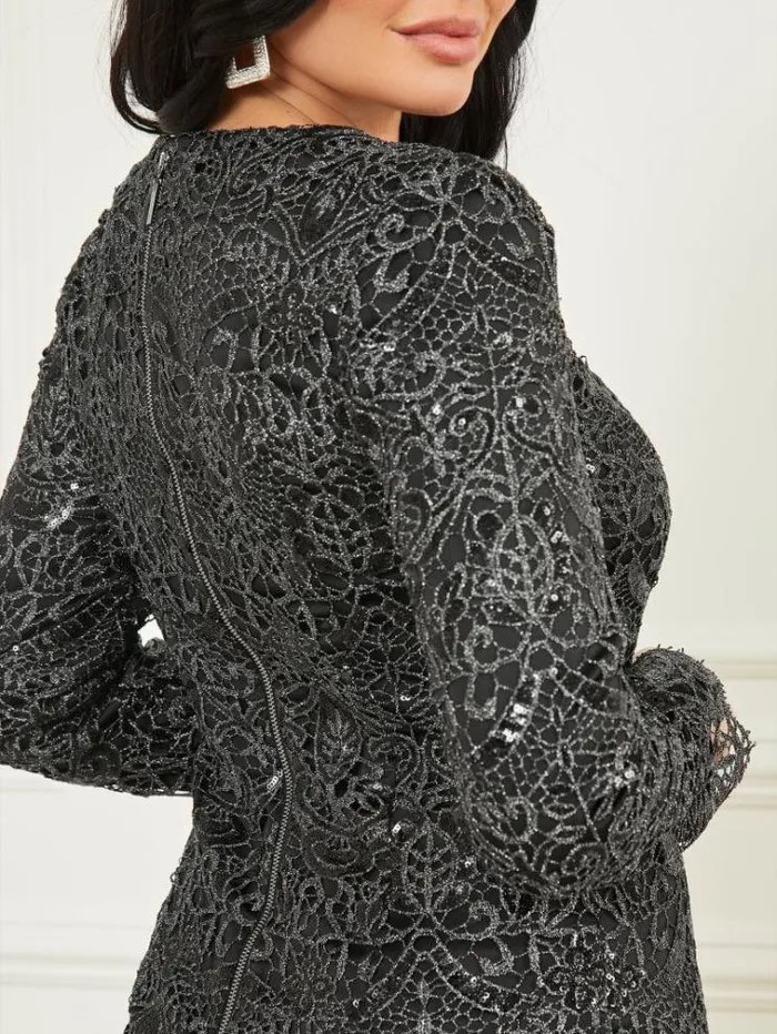 Women Dresses Marciano Shimmy Lace Dress Jet Black Multi Women Dresses Marciano Shimmy Lace Dress Jet Black Multi