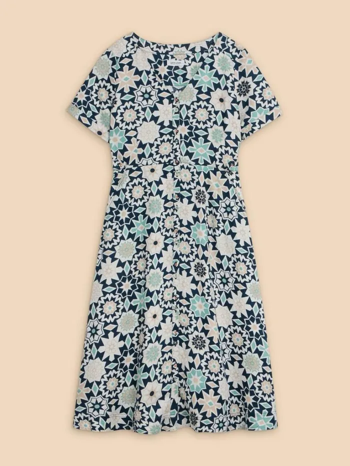 Women DRESSES White Stuff Ivy Linen V Neck Midi Dress Blue Print Women DRESSES White Stuff Ivy Linen V Neck Midi Dress Blue Print